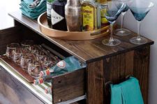 a cool ikea TARVA hack to turn it into a home bar