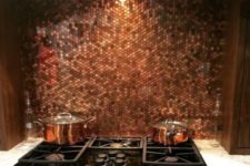 12 copper penny tiles to cover the backsplash look amazing – penny tiles aren’t going anywhere at all