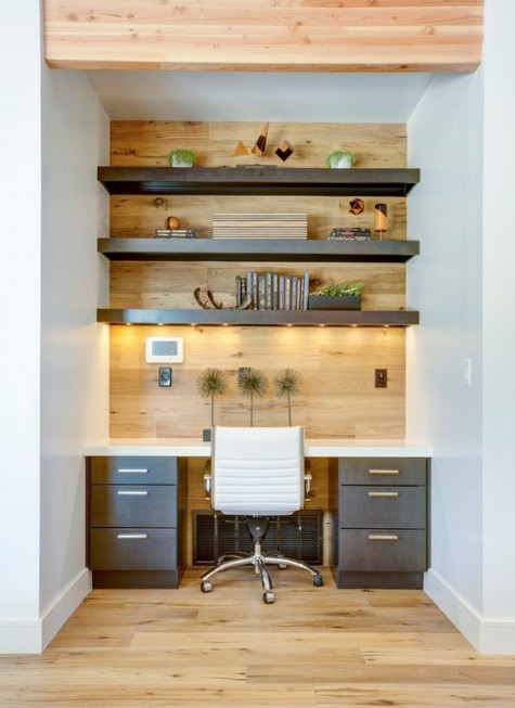 a small built in home office design