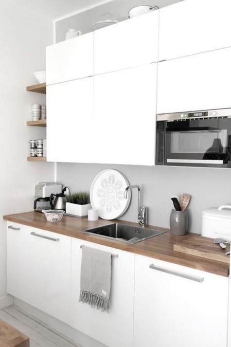 modern kitchen design with a butcher countertop
