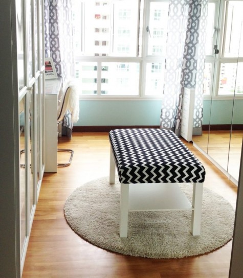 a stylish chevron print black and white ottoman made of an IKEA Lack table