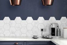 26 marble hex large scale tiles contrast the blues around and are very trendy