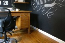 09 a farmhouse home office with all chalkboard walls to create art, marks and other stuff on the walls