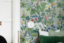 17 such colorful wildflower print wallpaper is a great idea for a statement wall in a bedroom