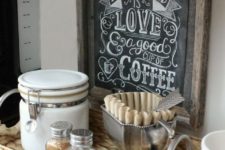 18 a chalkboard sign to make your tea, coffee or spice space is a cool idea that can be easily DIYed