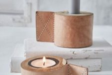 20 leather candle holder wraps will add interest and texture to your plain candle holders