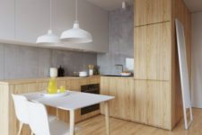 21 a clean minimalist kitchen feels cozy and fresh, and wood makes it more inviting and welcoming