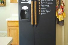26 an old fridge renovated with chalkboard paint to leave notes, write down food and drinks and of course recipes
