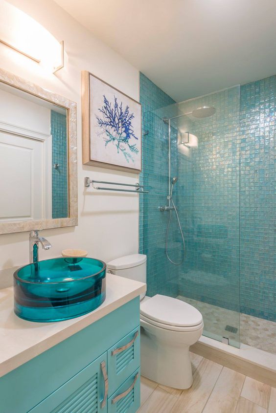 25 Vibrant Turquoise Bathrooms That Invite In - Shelterness