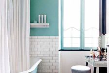 bathroom in quite cool color scheme