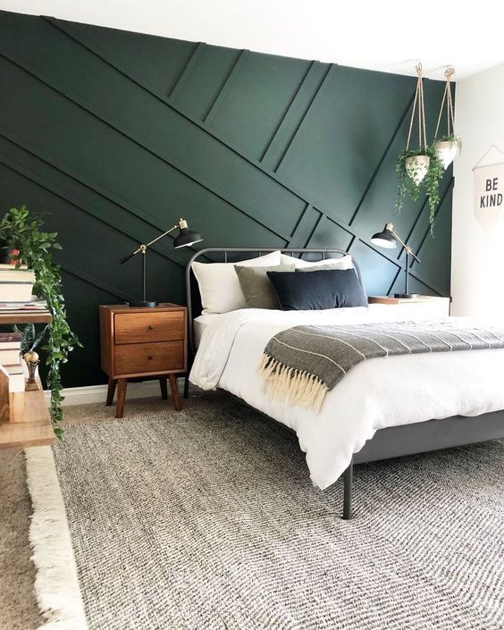 a green boho chic bedroom design