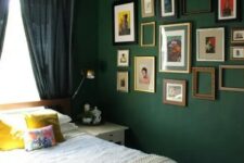 a whole room done in forest green – the walls and the ceiling for a trendy moody look