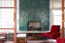 a faux fireplace can make a statement in a living room