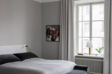 super minimalist grey bedroom design