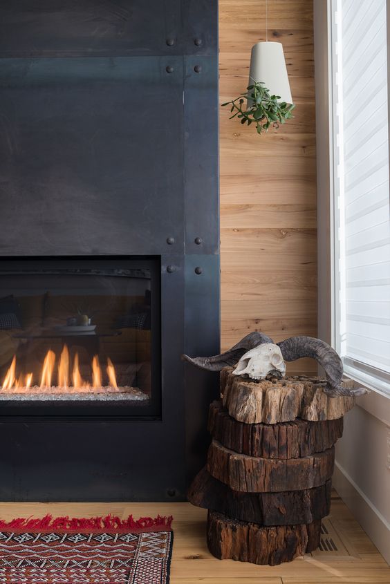 25 Metal Clad Fireplaces For A Wow, Black Steel Fireplace Surround