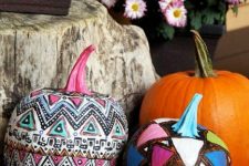 05 don’t be afraid to go bold, try various tribal and gypsy patterns and bold colors for pumpkin decor