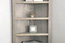 09 a rustic corner open shelving unit of light stain is a stylish idea for a rustic or vintage space