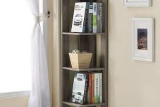 10 a simple minimalist dark wooden corner shelving unit is a stylish idea that will make use of your corner space