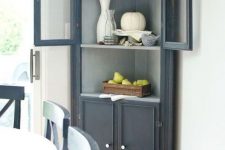 24 a stylish vintage graphite grey storage cabinet with open shelves and a closed storage space too