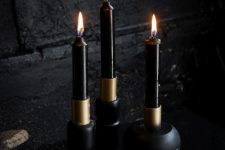 24 stylish black and gold candleholders are amazing for Halloween decor, they will work for modern and minimalist themes