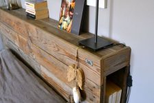 09 a pallet headboard with storage is a great rustic meets industrial idea for your bedroom