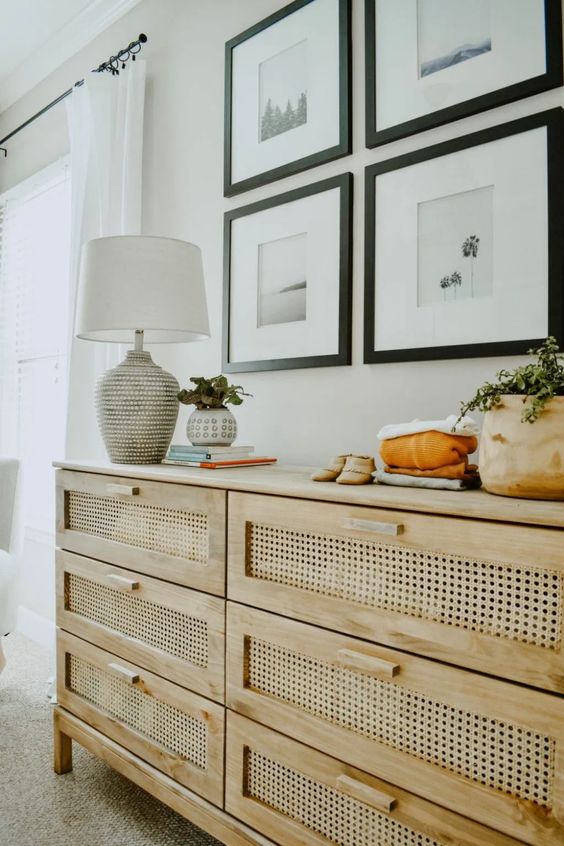 DIY IKEA Tarva dresser hack with cane looks very summer-like, relaxed and very chic, the soft stain color is amazing