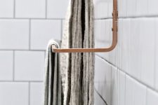 20 an Ikea Hjalmaren towel rail spray painted copper for a more chic look – spray paint it any color you like
