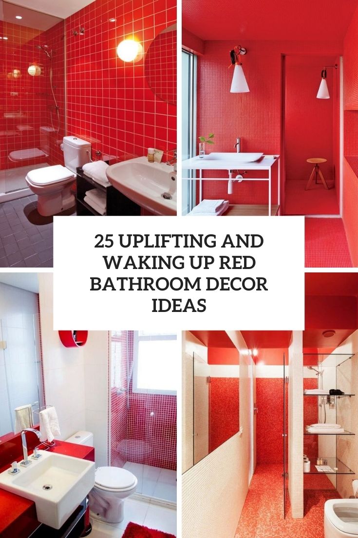 uplifting and waking up red bathroom decor ideas cover