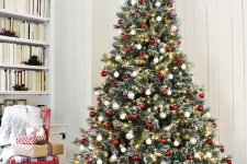 red and white christmas tree decor in modern style