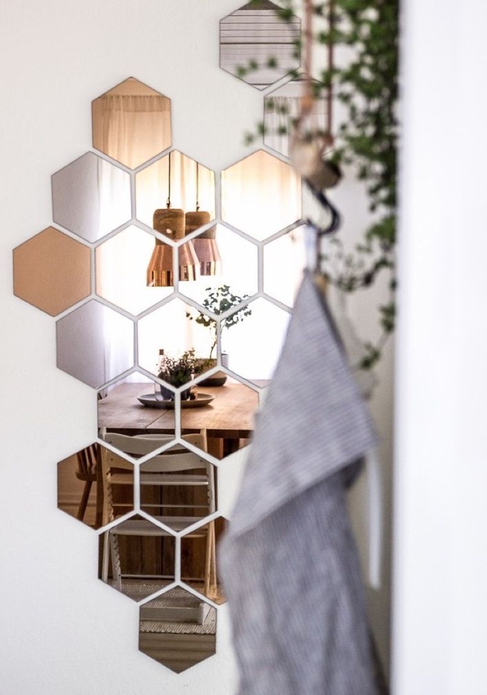 use IKEA HONEFOSS mirror tiles instead of a regular mirror in your entryway to get a cool effect