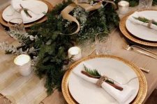 a cozy rustic Christmas table setting