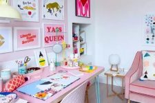a maximalist home office for a girl
