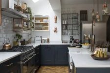 a spacious grey and white kitchen design