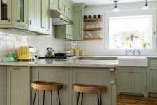 a lovely green kitchen design