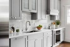 a cozy grey and white kitchen design