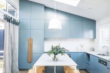 a stylish, modern blue kitchen design