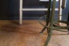 a lovely textural cork floor like this one will feel natural, warm and will make the room very welcoming and cool