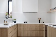 a cool minimalist kitchen design with a stylish hood