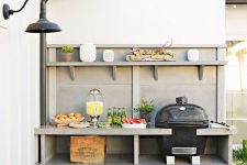 a compact outdoor kitchen with a grill
