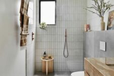 a cute light gray bathroom design