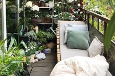 a cozy balcony with a diy daybed