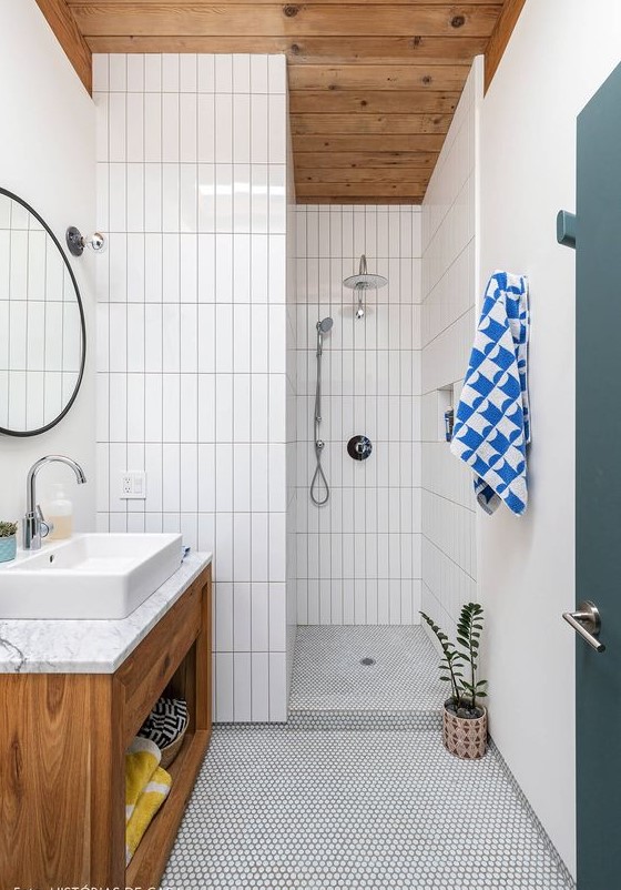mid century modern bathroom tile