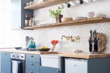 a cozy blue kitchen design