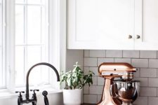 some copper appliances will give you kitchen a chic and pretty look and will make it more elegant at the same time