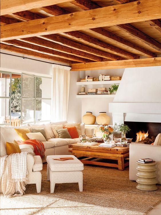 a cozy rustic living room design