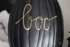 02 a matte black pumpkin with gold calligraphy letters made with a sharpie is a very easy and cool idea