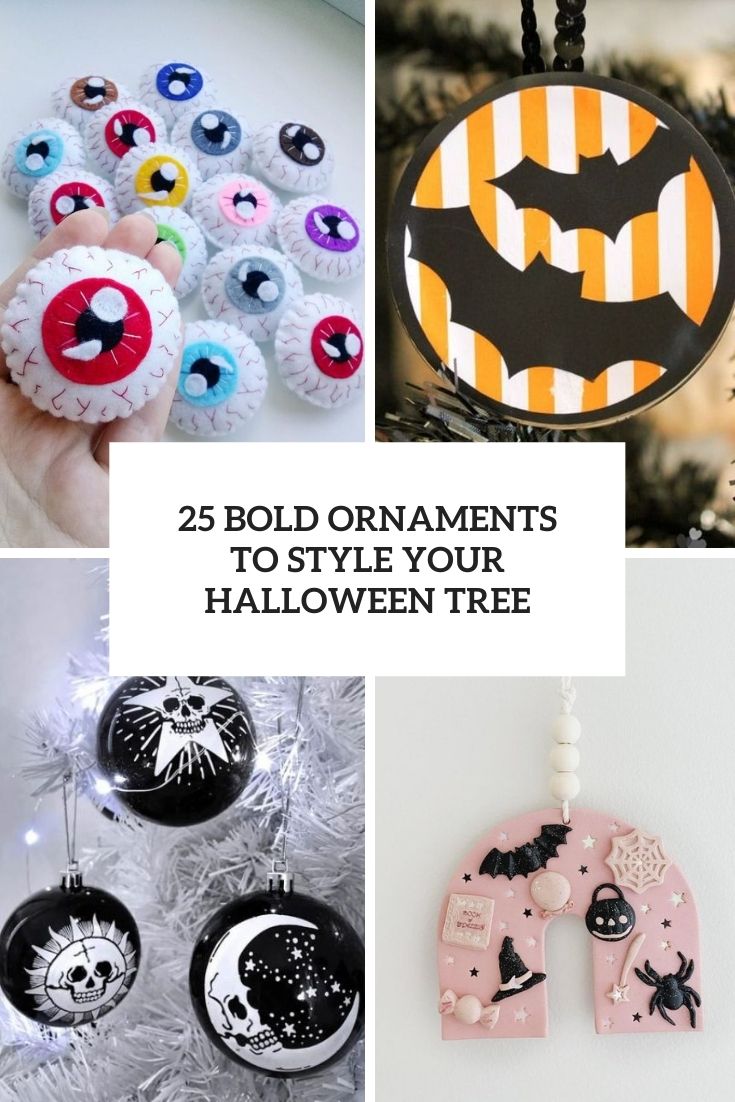 bold ornaments to style your halloween tree cover