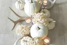a lovely rustic white thanksgiving centerpiece
