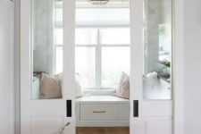 elegant white and glass pocket doors are ideal for separating spaces with style and still let a lot of light in