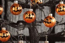 orange jack-o-lanterns Halloween ornaments are amazing for styling your Halloween tree and are easy to DIY
